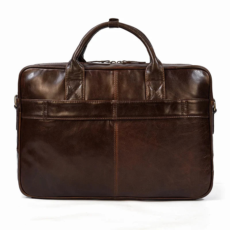 Vienna Genuine Leather Laptop Briefcase for 15.6" – With Trolley Sleeve