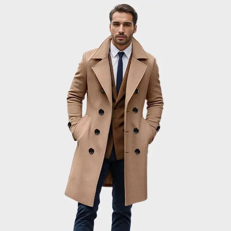 Men’s Long Double-Breasted Wool Overcoat MV1293